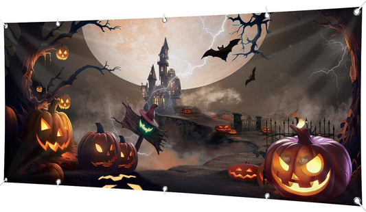 Halloween Garage Door Banner, Happy Halloween Garage Cover Large Background