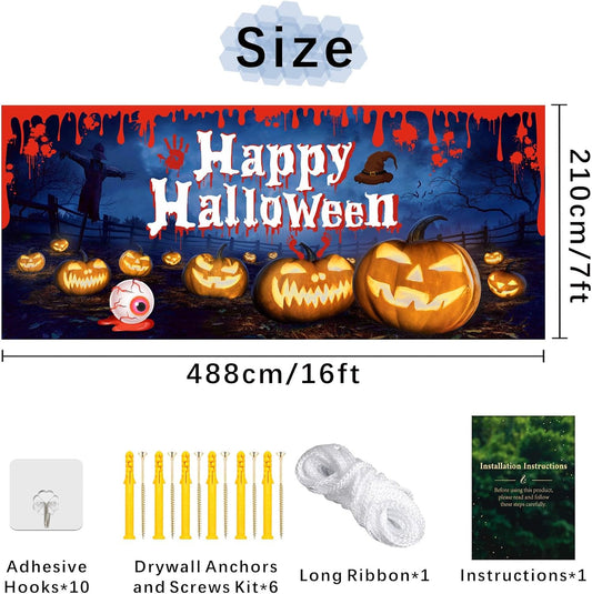 Vlipoeasn Halloween Garage Door Decorations, 7 x 16 Ft Halloween Garage Door