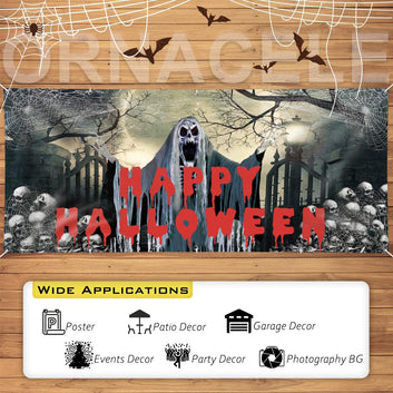 Halloween Garage Door Banner, Happy Halloween Garage Cover Large Party