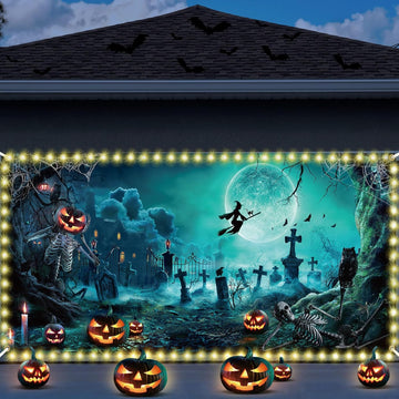 Preboun Halloween Garage Door Banner Cover 6 x 13 ft Halloween Garage Door Decorations