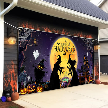 Large Halloween Garage Door Decorations, 6 x 13 Ft Halloween Garage Door Cover Banner