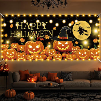 Halloween Garage Door Decorations Large Happy Halloween Garage Cover 6x13 Ft Scary