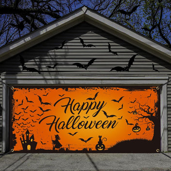 Happy Halloween Garage Door Banner Cover Large Halloween Orange Garage Door Cover