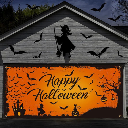 Happy Halloween Garage Door Banner Cover Large Halloween Orange Garage Door Cover