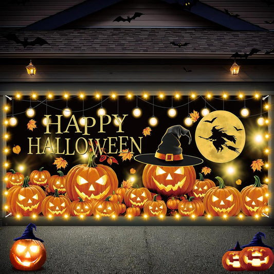 Halloween Garage Door Decorations Large Happy Halloween Garage Cover 6x13 Ft Scary