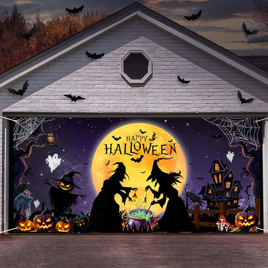 Large Halloween Garage Door Decorations, 6 x 13 Ft Halloween Garage Door Cover Banner