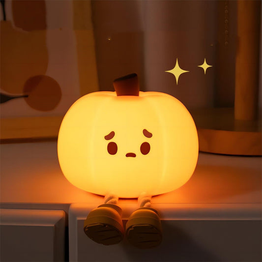 Pumpkin LED Night Light - Cute Silicone, Dimmable, Rechargeable, Halloween Decor