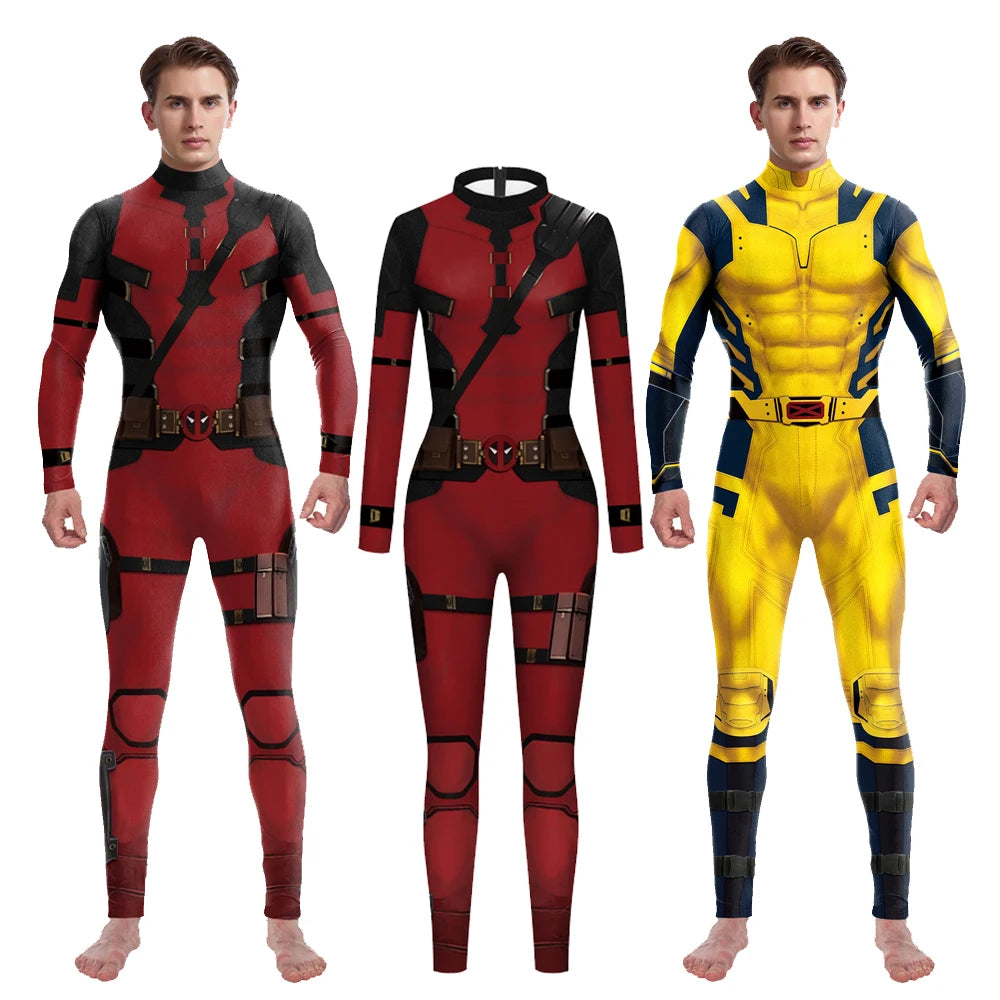 Wolverine & Deadpool Cosplay Jumpsuit - Unisex Superhero Halloween Costume